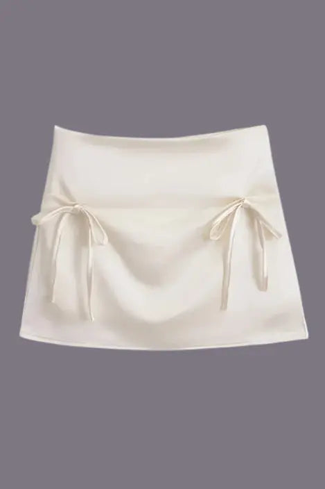 Dainty Bows Cream Satin Skirt Tres Fou Or Something