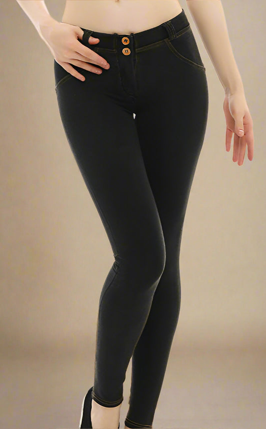 Low Rise Stay Up Butt Enhancer Black Jeggings