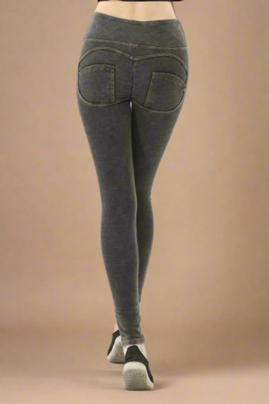 High Rise Butt Enhancer Gray Jeggings