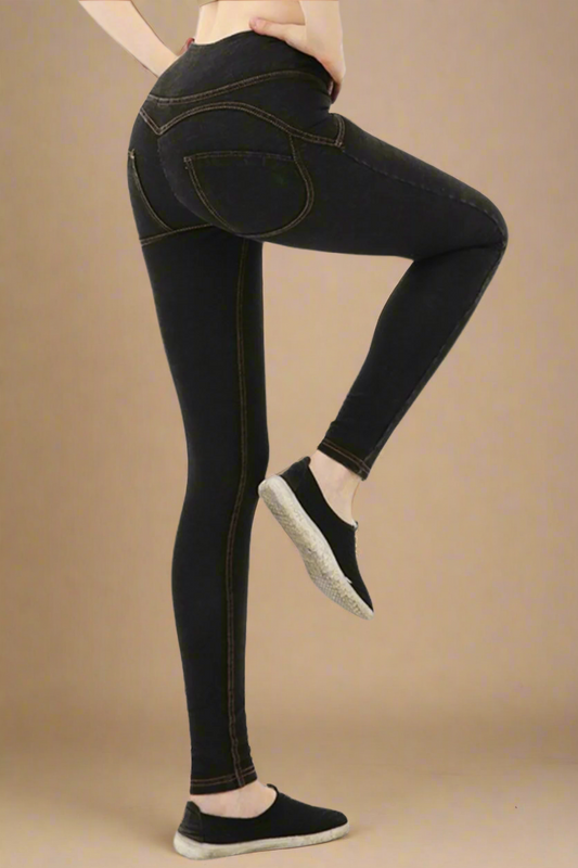 High Rise Butt Enhancer Black Jeggings